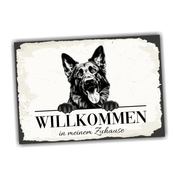 Hundeschild Willkommen Zuhause Deutscher Schäferhund Schild Achtung Spruch