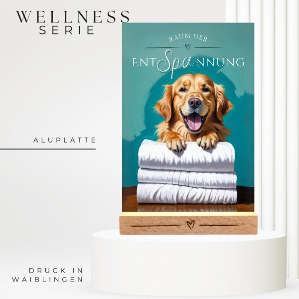 Hundeschild Deko Badezimmer Wellness Golden Retriever Goldie Schild Spruch