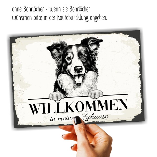 Hundeschild Willkommen Zuhause Border Collie Schild Achtung