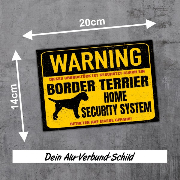 Border Terrier Dog Schild Warning Security System Türschild Hundeschild Warnschild