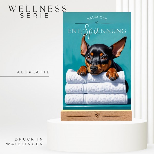 Hundeschild Deko Badezimmer Wellness Zwergpinscher Pinscher Schild Spruch