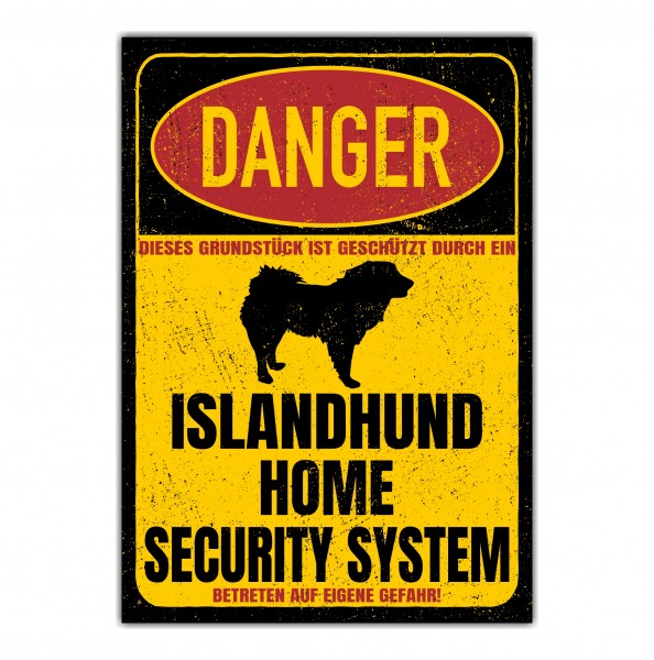 Islandhund Dog Türschild Danger Security System Warnschild Hund Schilder Hundeschild