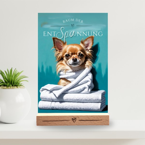 Hundeschild Deko Badezimmer Wellness Chihuahua Chi Schild Spruch