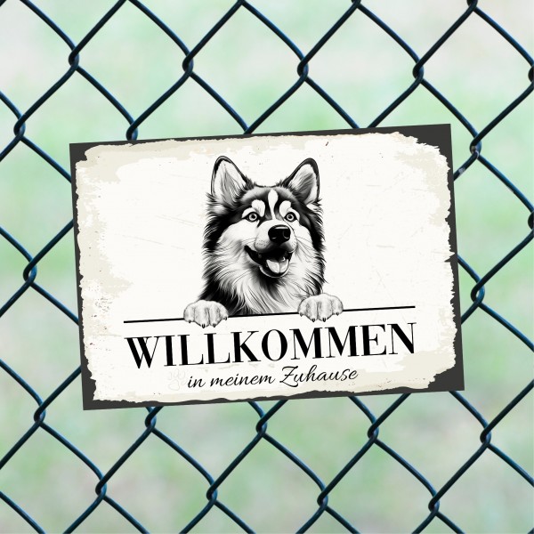 Hundeschild Willkommen Zuhause Pomsky Pom Husky Schild Achtung Spruch