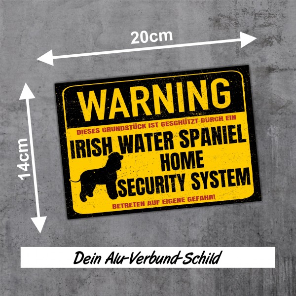 Irish Water Spaniel Schild Warning Security System Türschild Hundeschild Warnschild Schild Hund