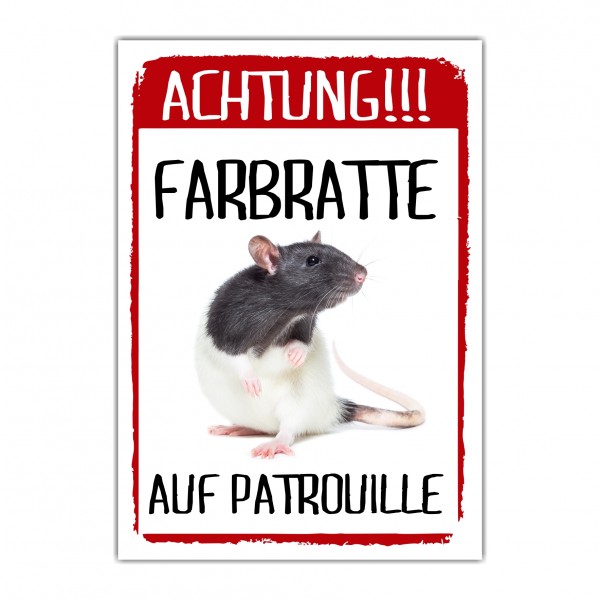 Farbratte auf Patrouille Türschild Warnschild Spruch Ratte Schild happy Design by Siviwonder