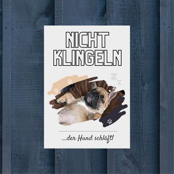 Französische Bulldogge Hund nicht klingeln schlafen Schild Dog Hund Spruch Türschild Hundeschild Wall Art Gefährte