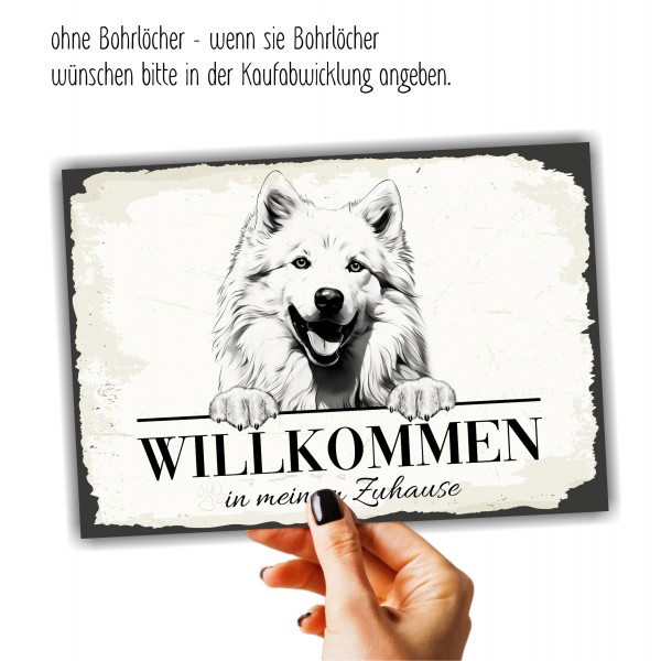 Hundeschild Willkommen Zuhause Samojede Sammy Schild Achtung Spruch