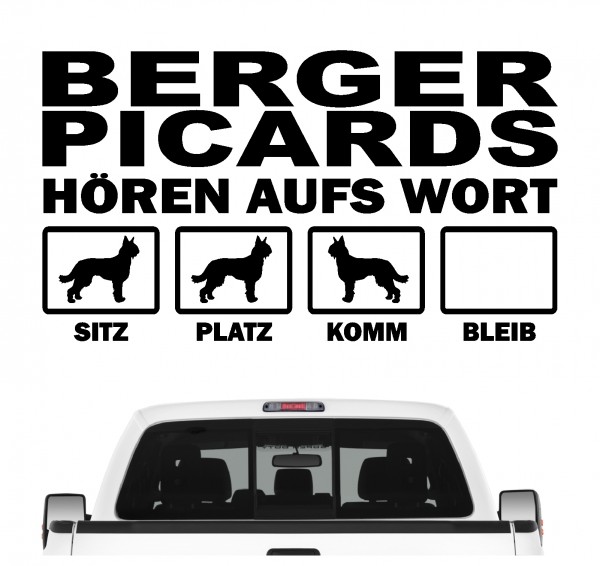 Berger Picard de Picardie Picardy Shepherd Dog Hört aufs Wort Hunde Aufkleber Sticker Autoaufkleber