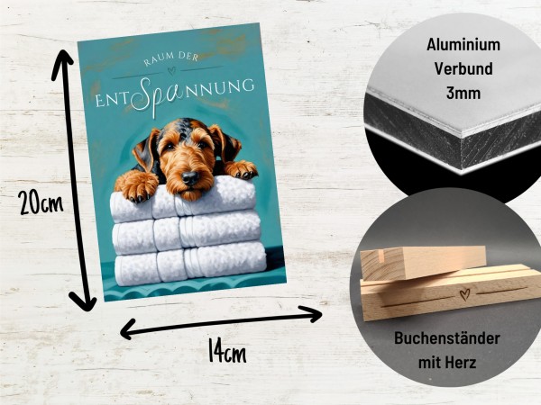 Hundeschild Deko Badezimmer Wellness Airedale Terrier Schild Spruch Türschild