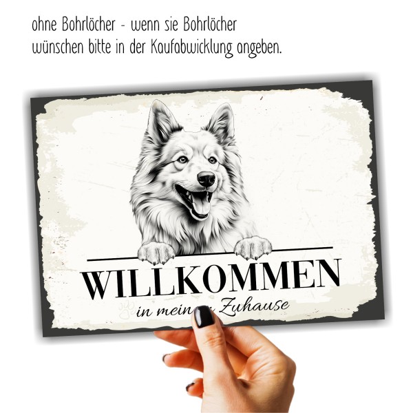 Hundeschild Willkommen Zuhause Islandhund Spitz Schild