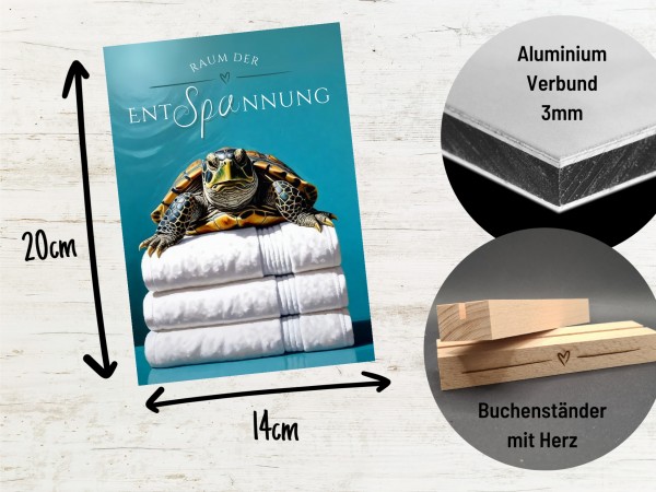 Schildkröte Schild Wellness Handtuch Entspannung Schild Spruch