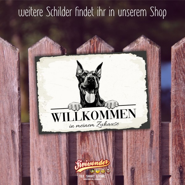 Hundeschild Willkommen Zuhause Dobermann Dobi Schild Achtung Spruch