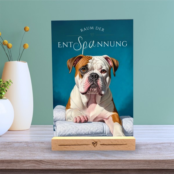 Hundeschild Deko Badezimmer Wellness Bulldog Schild Spruch