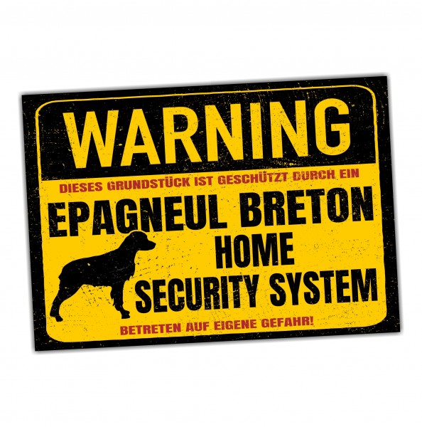Epagneul Breton Dog Schild Warning Security System Türschild Hundeschild Warnschild