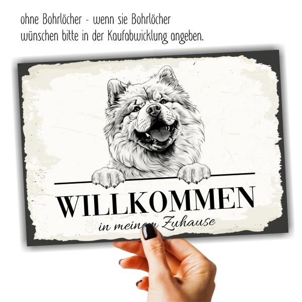 Hundeschild Willkommen Zuhause Chow-Chow Schild Achtung Spruch