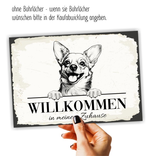Hundeschild Willkommen Zuhause Chihuahua Schild Achtung Spruch Türschild