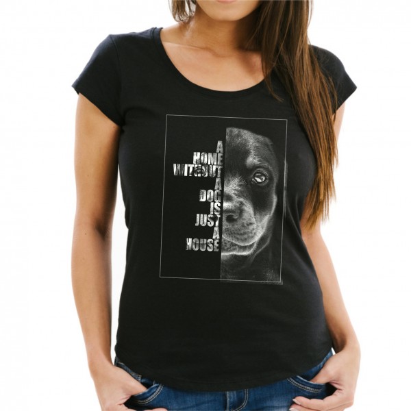 Dobermann Welpe Damen T-Shirt Face Hundemotiv Dobby Dobbie Doberman Pinscher