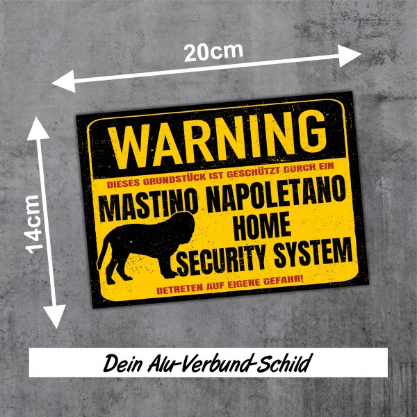 Mastino Napoletano Schild Warning Security Systm Türschild Hundeschild Warnschild Hund Achtung
