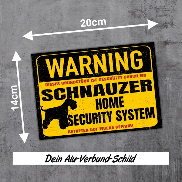 Schild Schnauzer Warning Security System Türschild Hundeschild Warnschild Hund