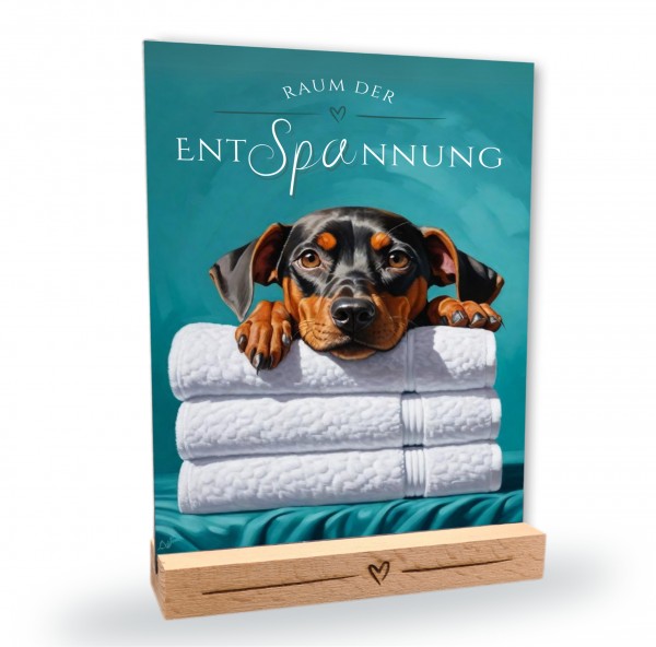 Hundeschild Deko Badezimmer Wellness Deutscher Pinscher Schild Spruch