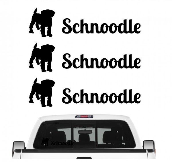 Schnoodle Schnudel Schnauzer Pudel Mix Mischling 3er Set AUTOAUFKLEBER Aufkleber Hunde Hundemotiv by SIVIWONDER