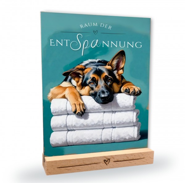 Hundeschild Deko Badezimmer Wellness Deutscher Schäferhund Schild Spruch