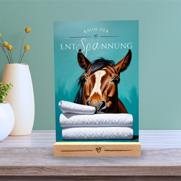 Pferd Schild Wellness Handtuch Entspannung Schild Spruch