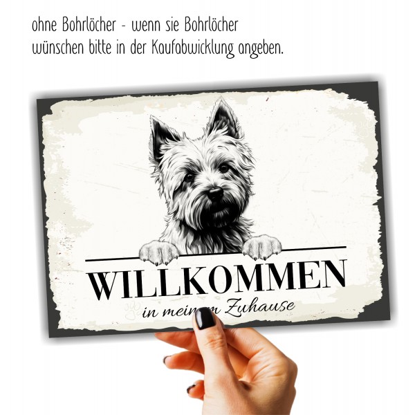 Hundeschild Willkommen Zuhause Cairn Terrier Kern Schild Achtung Spruch Türschild