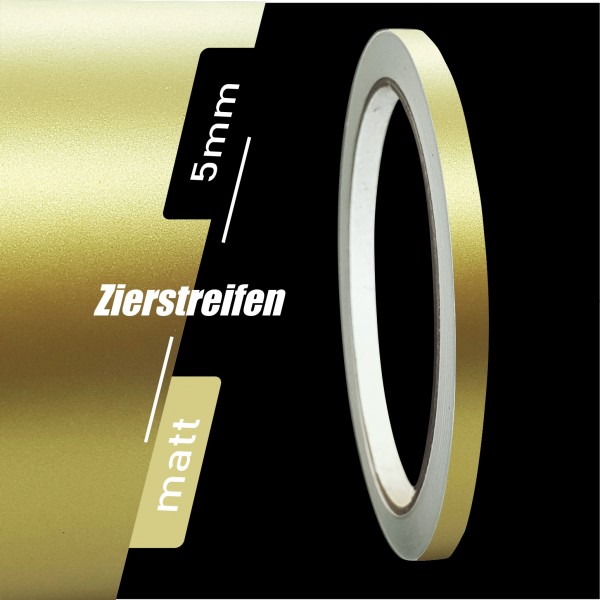 Zierstreifen Matt gold metallic 5mm in in 10 m Länge für Auto Boot Klebeband Dekorstreifen Tuningstreifen Autofolie Siviwonder