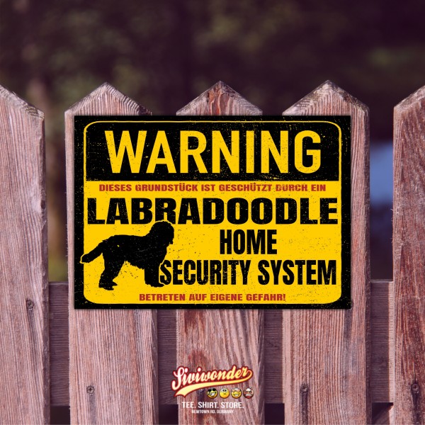 Labradoodle Schild Warning Security System Türschild Hundeschild Warnschild Hund Doodle