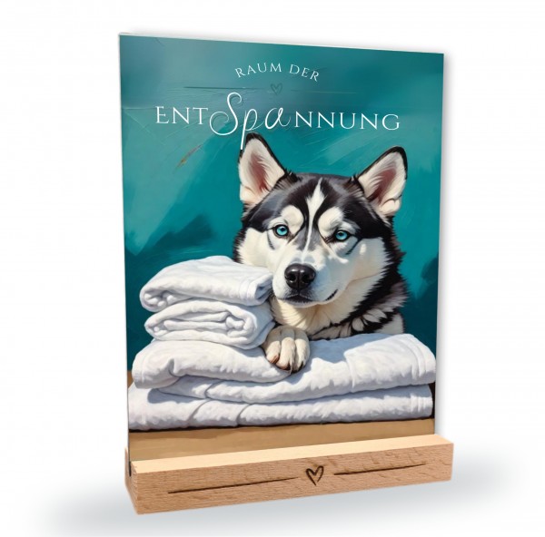 Hundeschild Deko Badezimmer Wellness Husky Siberian Schild Spruch