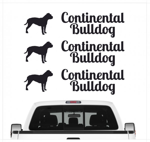 Continental Bulldog Conti Bully Bull Schweiz Dog 3er Set AUTOAUFKLEBER Aufkleber Hunde Hundemotiv by SIVIWONDER