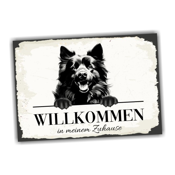Hundeschild Willkommen Zuhause Schwedischer Lapphund Spitz Schild Achtung Spruch