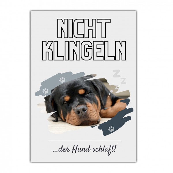Rottweiler Rottie Rotty Rott Hund nicht klingeln schlafen Schild Dog Hund Spruch Türschild Hundeschild Wall Art Gefährte