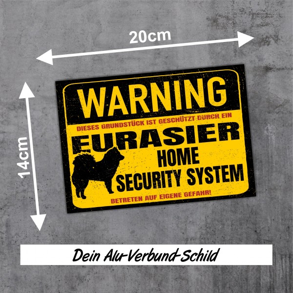Eurasier Eurasian Spitz Dog Schild Warning Security System Türschild Hundeschild Warnschild