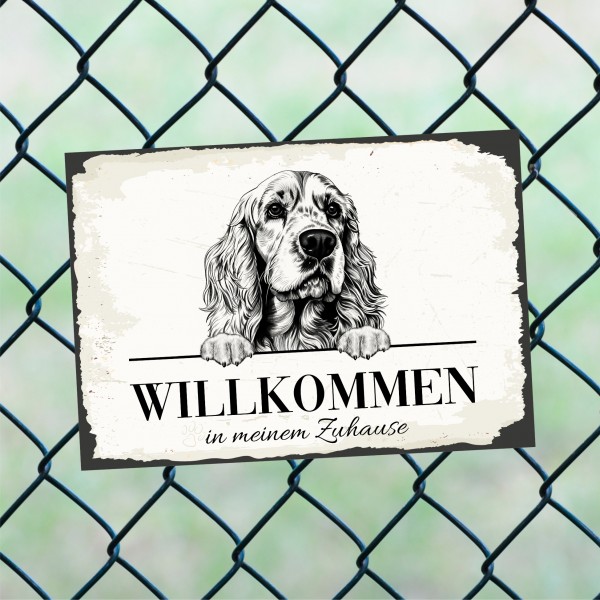 Hundeschild Willkommen Zuhause Cocker Spaniel Schild Achtung