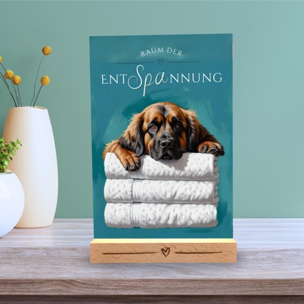 Hundeschild Deko Badezimmer Wellness Leonberger Leo Schild Spruch