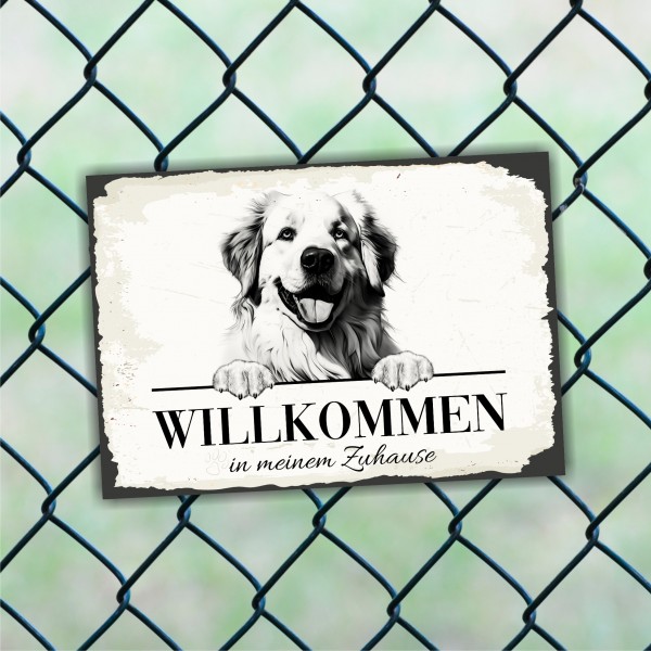 Hundeschild Willkommen Zuhause Pyrenäenberghund Schild Achtung Spruch