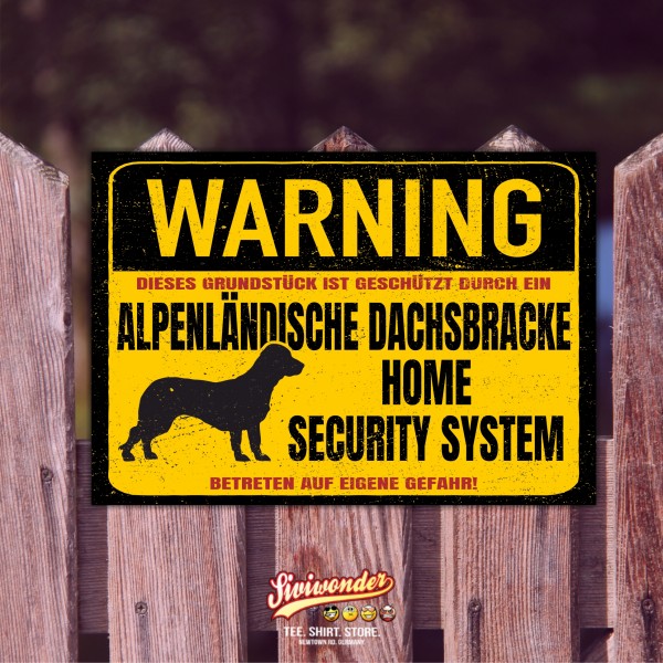 Alpenländische Dachsbracke Bracke Österreichische Dachsbracke Bracken Dog Türschild Warning Security System Warnschild