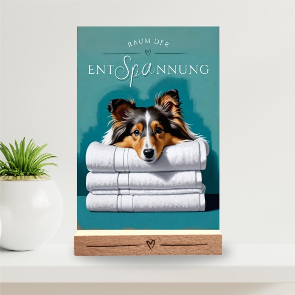 Hundeschild Deko Badezimmer Wellness Sheltie Shetland Sheepdog Schild Spruch
