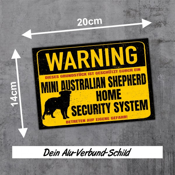Miniature Australian Shepherd Mini Aussie Türschild Warning Security System Warnschild Hund Schilder Hundeschild