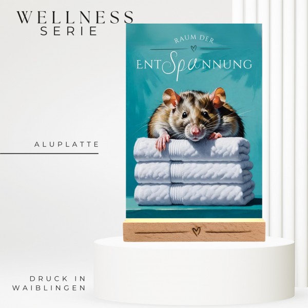 Ratte Schild Wellness Handtuch Entspannung Schild Spruch