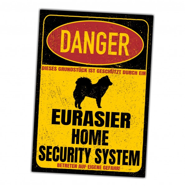 Eurasier Eurasian Spitz Spitze Wolfsspitz Samojede Dog Türschild Danger Security System Warnschild