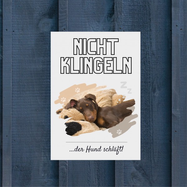 Dobermann Dobi Hund nicht klingeln schlafen Schild Dog Hund Spruch Türschild Hundeschild Wall Art Gefährte
