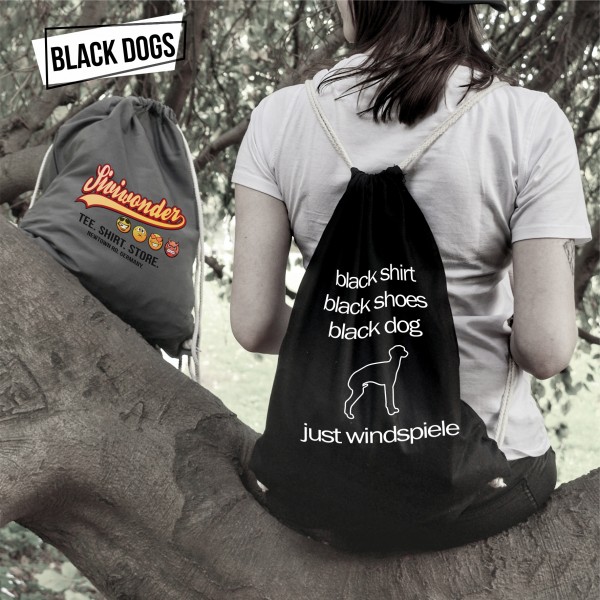Italienisches Windspiel Turnbeutel Black Dog Hundemotiv Italian Greyhound Italiano Poccolo Levriero