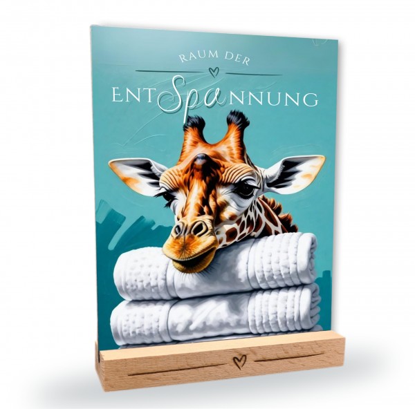 Giraffe Schild Wellness Handtuch Entspannung Schild Spruch