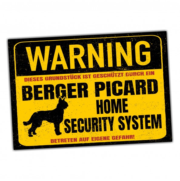 Berger Picard de Picardie Dog Schild Warning Security System Türschild Hundeschild Warnschild