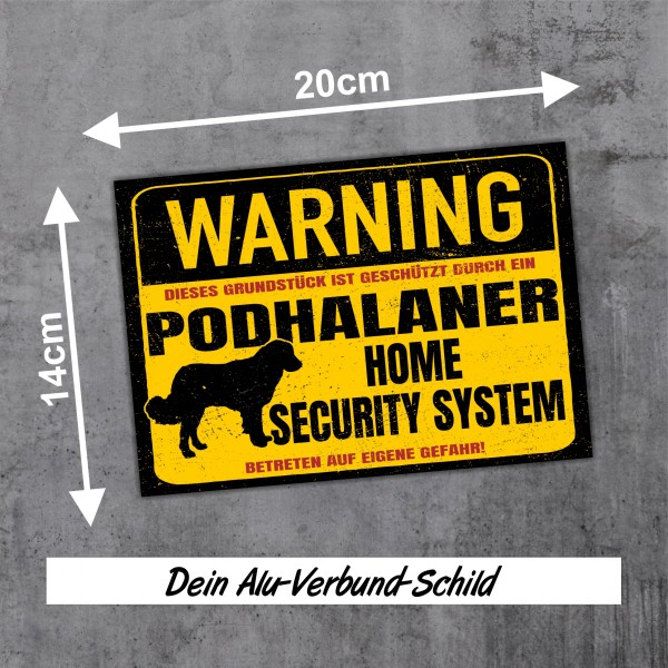 Schild Podhalaner Warning Security System Türschild Hundeschild Warnschild Hund Tatrahund