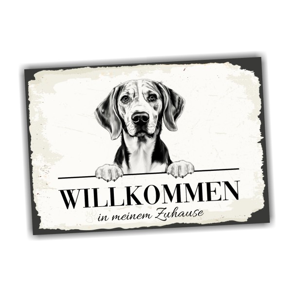 Hundeschild Willkommen Zuhause English Foxhound Fox Terrier Schild Achtung Spruch